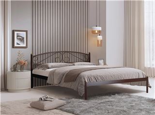 Кровать двуспальная Флоренция (160х200/металлическое основание / Коричневый бархат)