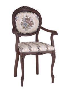 Кресло С16 (тон 317 т. коричневый+патина чёрная/ткань никита светлая/полоса (Ц)